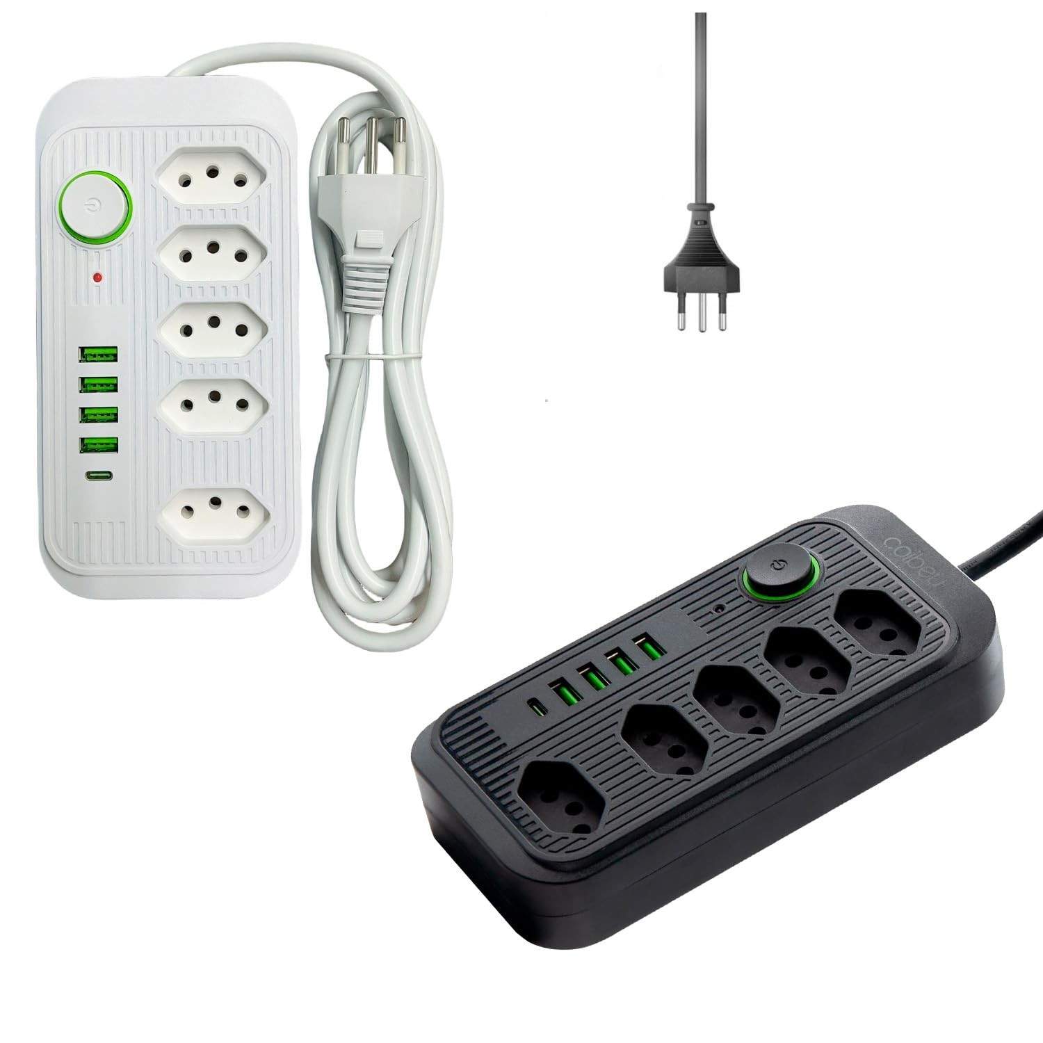 Régua de Tomada 5 Tomadas + 4 USB + 1 USB-C 3m Bivolt Branco - Potencialize Sua Conexão!