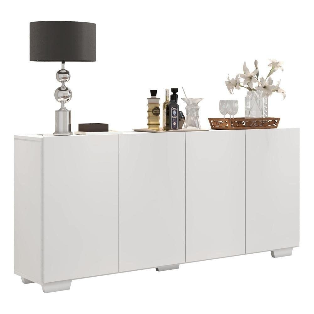 Aparador Buffet 4 Portas Branco Multimóveis – Design Moderno para Sala de Estar e Jantar
