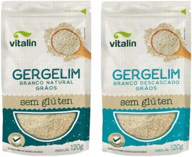 Kit 2 Gergelim Vitalin: Branco Descascado, Branco Natural