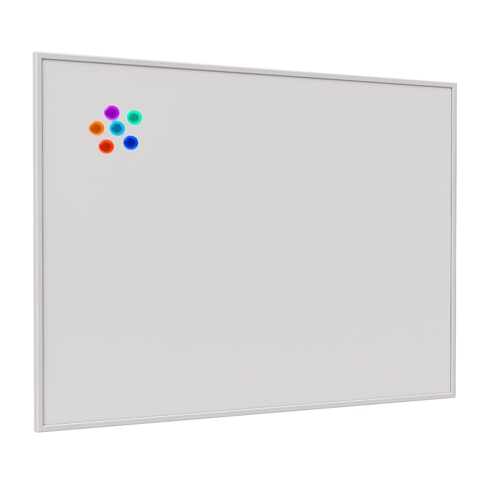Quadro Branco Aço Magnético com Moldura Fit Branco STALO 40x30 - Superfície Premium para Escrever e Organizar