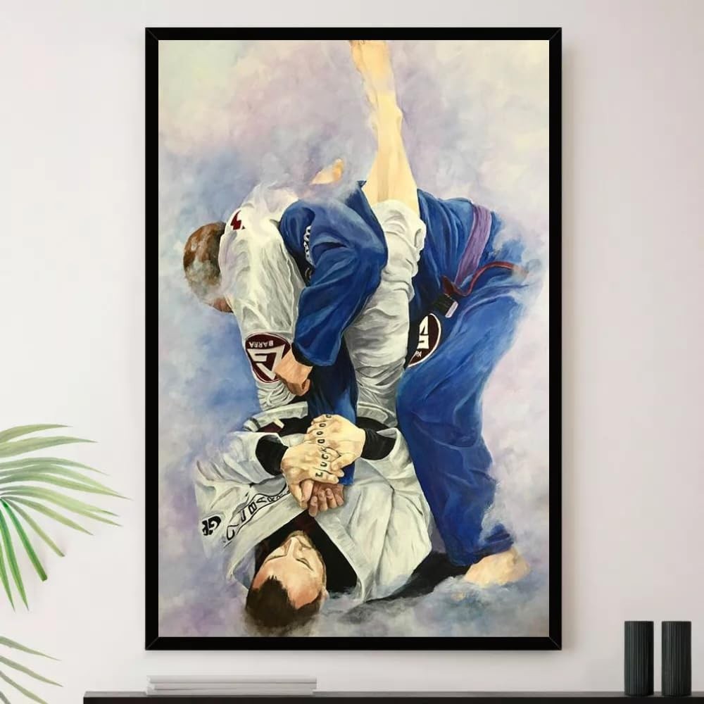 Quadro Decorativo Jiu Jitsu Judo Brasil - Kimono A4 23x33cm com Moldura Premium