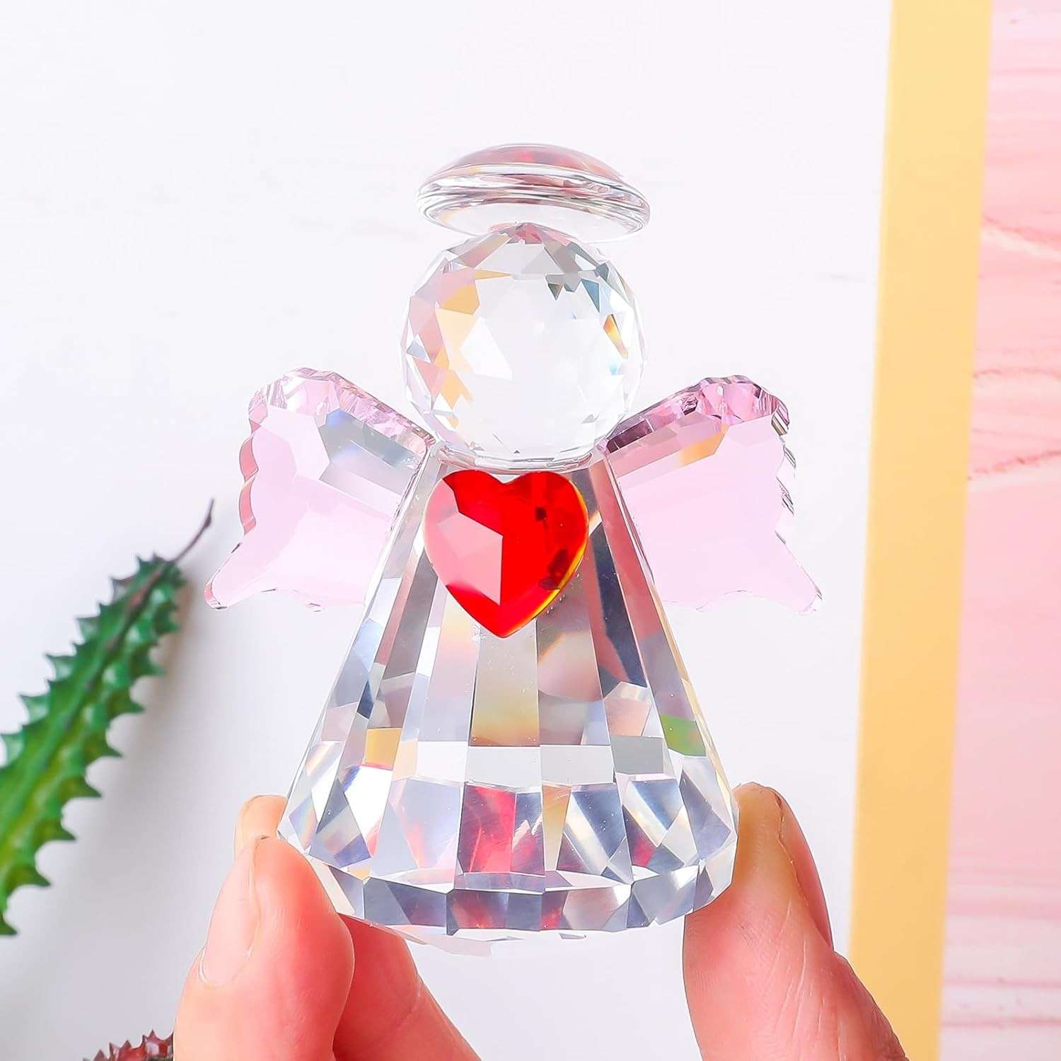 Estátua de Anjo em Cristal Brilhante - Decoração de Natal Elegante e Encantadora
