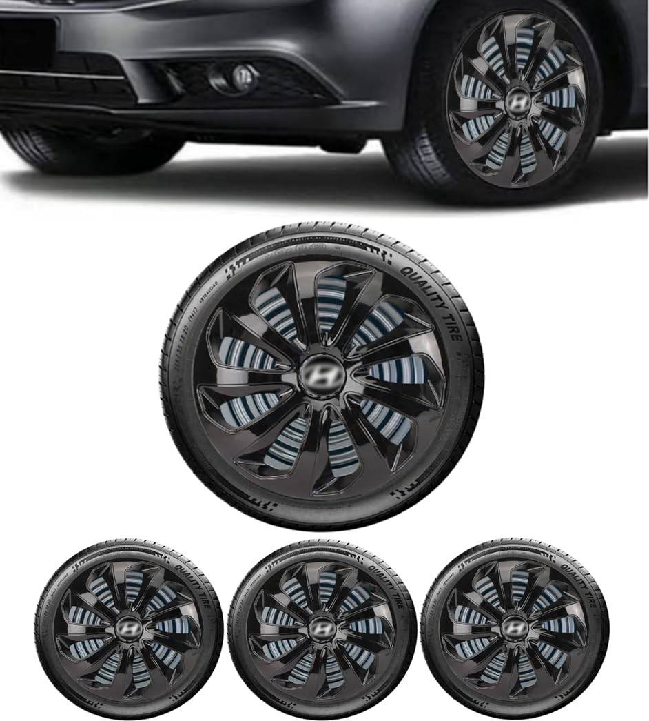 Jogo 4 Calotas Esportivas Velox Aro 15 Preto Brilhante para Hyundai HB20 (Hatch, Sedan, HB20X)