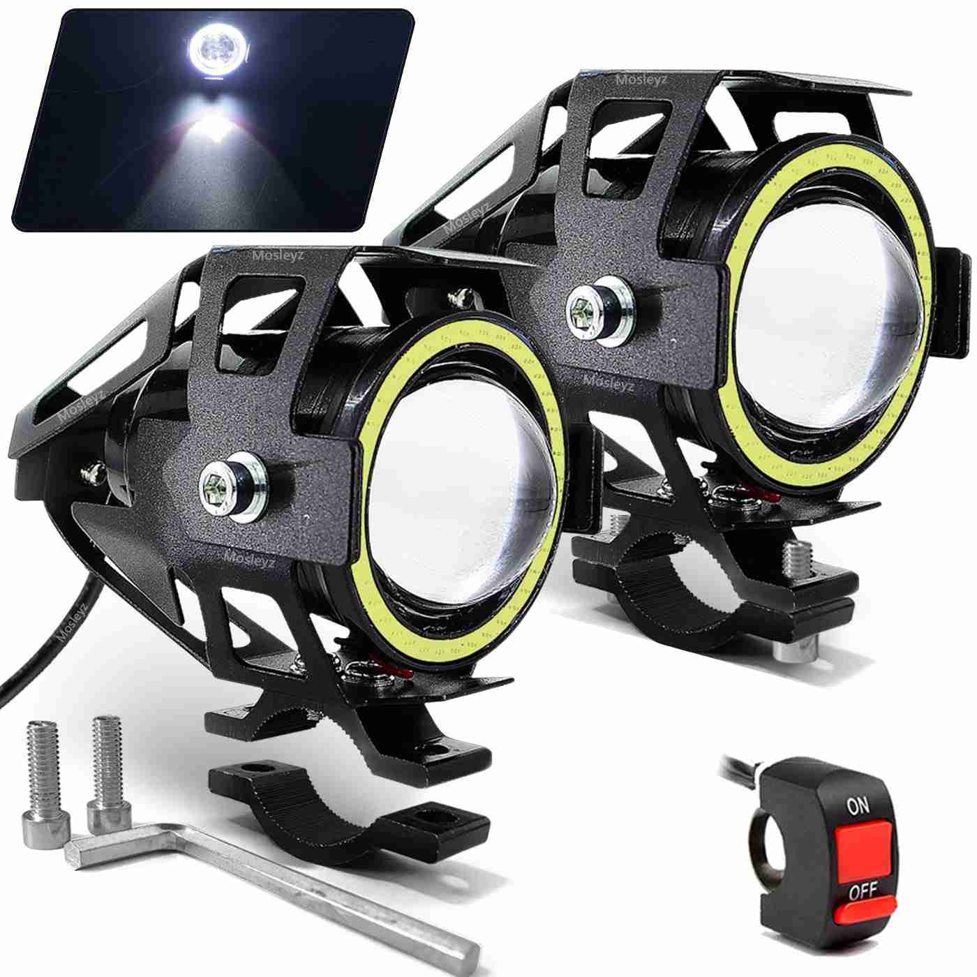 Farol de Moto LED Cree U7: Ilumine Sua Estrada com Olhos de Anjo Brilhantes e 3 Modos!