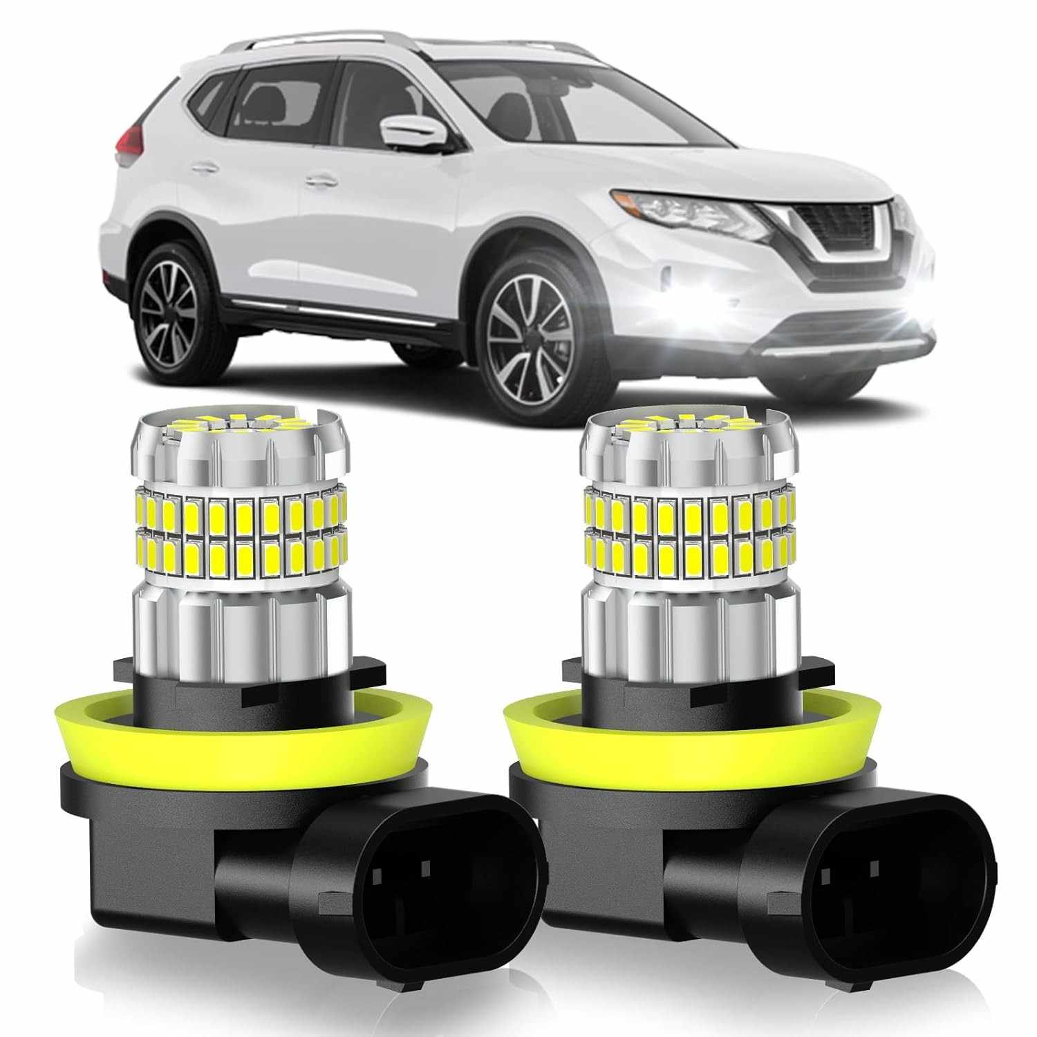 Lâmpadas de Neblina H11/H8 Super Brilhantes 13000LM para Nissan Rogue 2008-2022 | Iluminação 360° 6000K Branco Frio