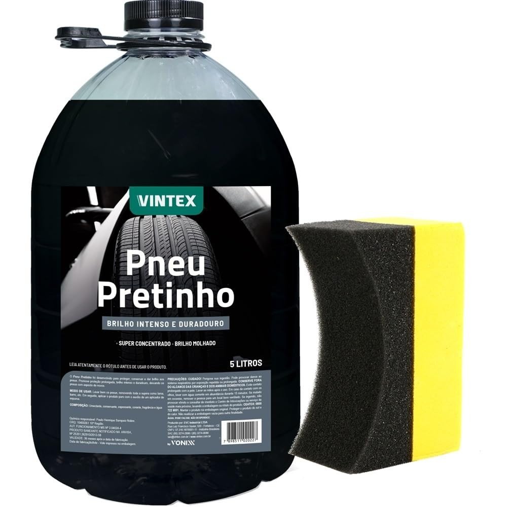Kit Pneu Pretinho Vintex 5L + Espuma Aplicadora Karbox: Brilho Intenso e Duradouro!
