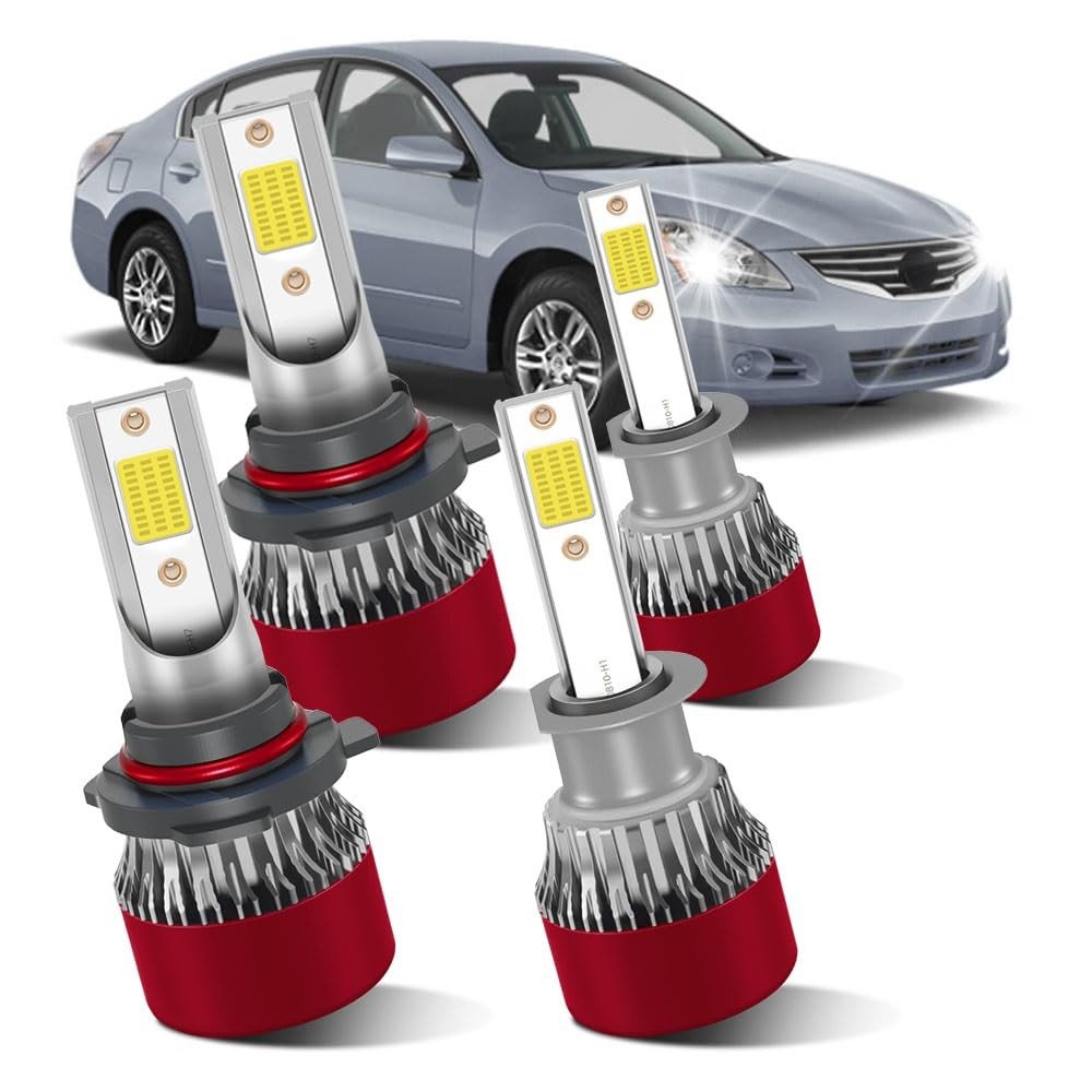 Kit 4 Lâmpadas LED Nissan Altima 2002-2004: Feixe Alto/Baixo 800% Mais Brilho, Plug and Play