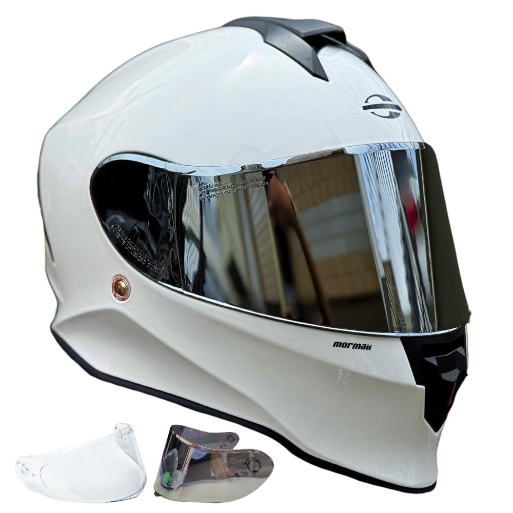 Capacete Mormaii Original Branco Brilho: Segurança e Estilo com Viseira Espelhada + Transparente