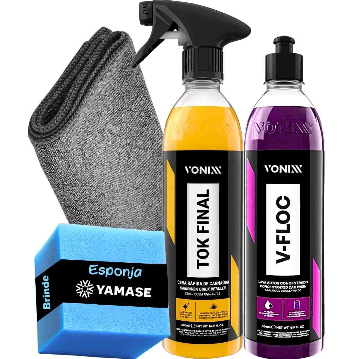 Kit Tok Final Cera Líquida Vonixx + V-Floc: Brilho Duradouro e Proteção para seu Carro