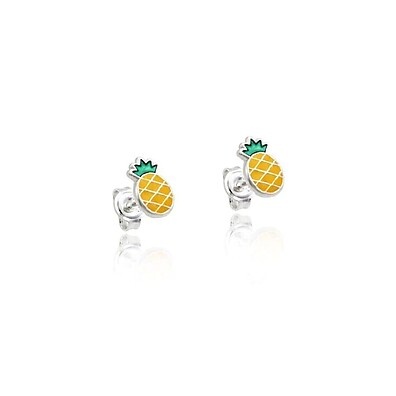 Brinco Abacaxi Prata 925 Resinado – Toque Tropical e Elegante