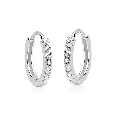 Brinco Argola Click Cravejada 12mm Prata 925: Elegância com Praticidade