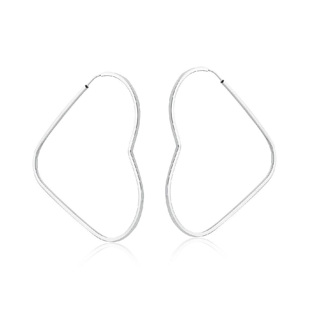 Brinco Argola Coração 50mm em Prata 925: Estilo e Qualidade