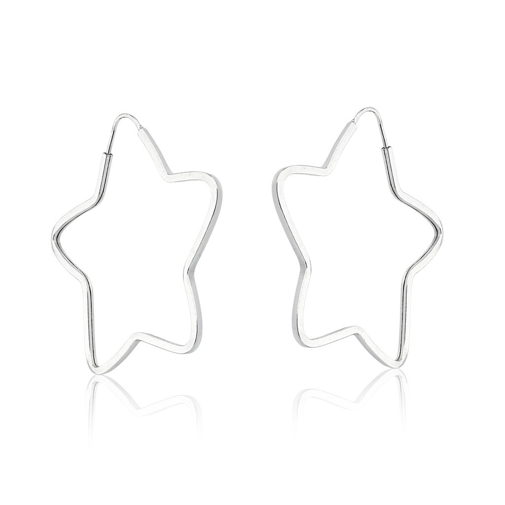Brinco Argola Estrela: Prata 925 Autêntica