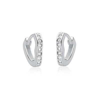 Brinco Argola Prata 925 com Coração de Zircônias – Elegância que Encanta