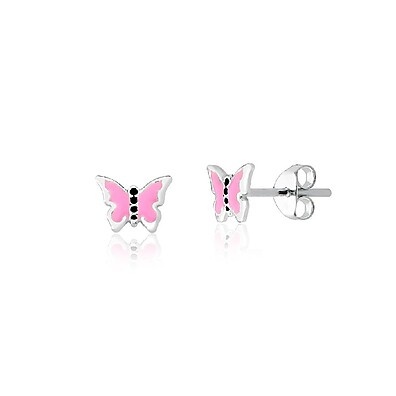 Brinco Borboleta Prata 925: Encanto Rosa para Bebês