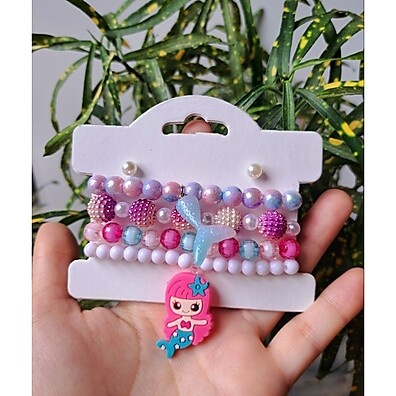Pulseiras de Sereia Infantil: Kit Mágico com Brinco!