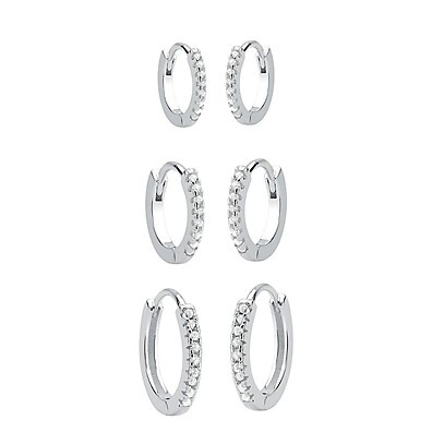 Brincos Argola Prata 925: Trio Cravejado!