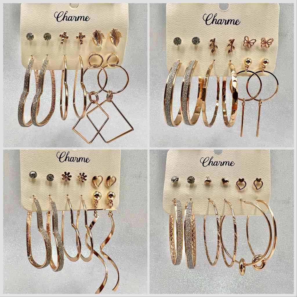 Brincos Argolas Coração Banhados Ouro 18k Prata 925 – Kit 6 Pares Simples e Elegantes