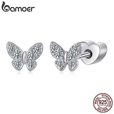 Brincos Bamoer 925 com Moissanite Borboleta – Elegância que Encanta