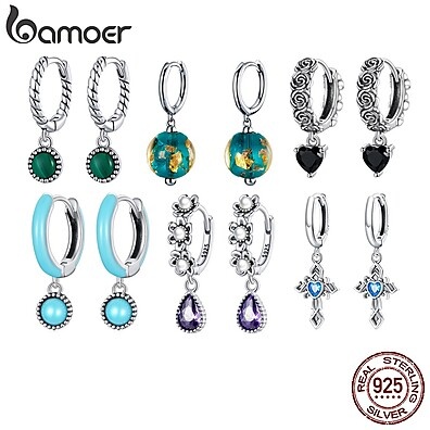 Brincos Bamoer 925: Elegância Vintage em Prata