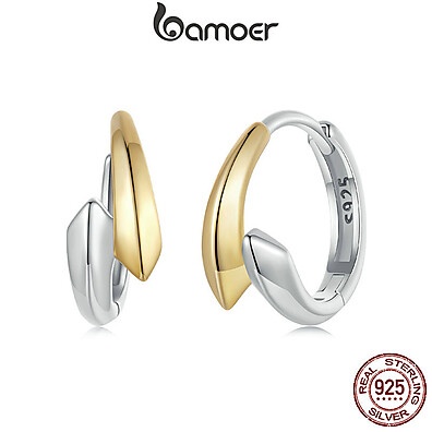 Brincos Bamoer 925 Prata: Elegância Diária em Dois Tons