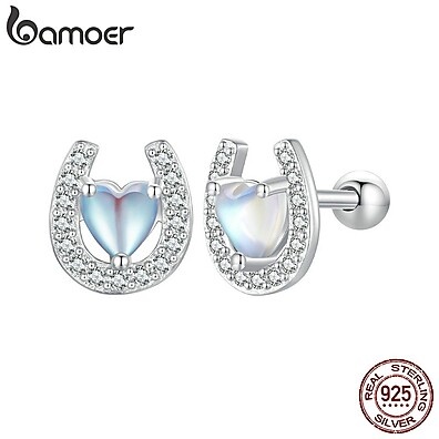Brincos Bamoer Prata 925 com Ferradura – Elegância e Sorte