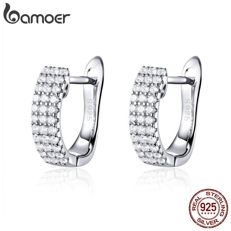 Brincos Bamoer Prata 925 com Zircônia