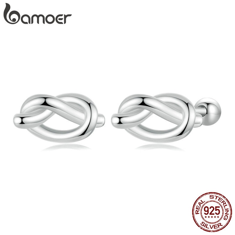 Brincos Bamoer Prata 925: Elegância em Nó de Fita
