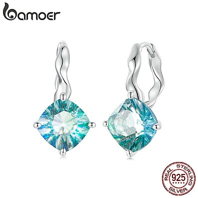 Brincos Bamoer Prata 925: Elegância em Turmalina