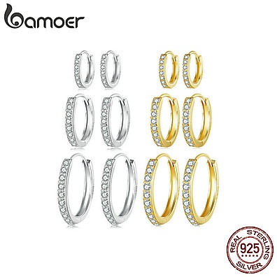 Brincos Bamoer Prata 925: Elegância Minimalista
