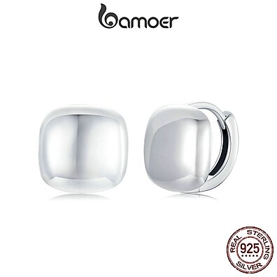 Brincos Bamoer Prata 925: Elegância Quadrada