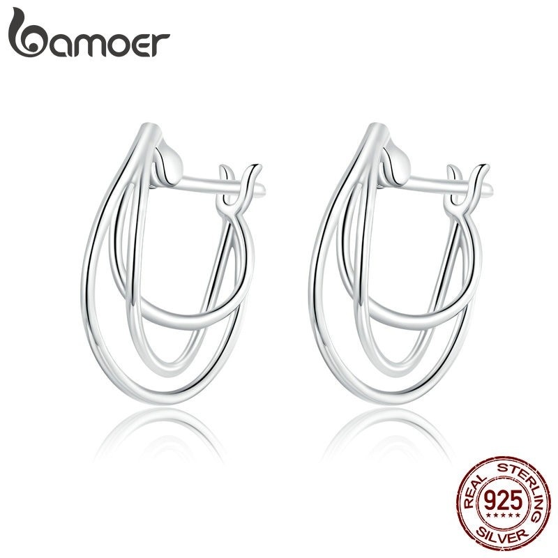 Brincos de Argola Bamoer 925: Elegância Minimalista