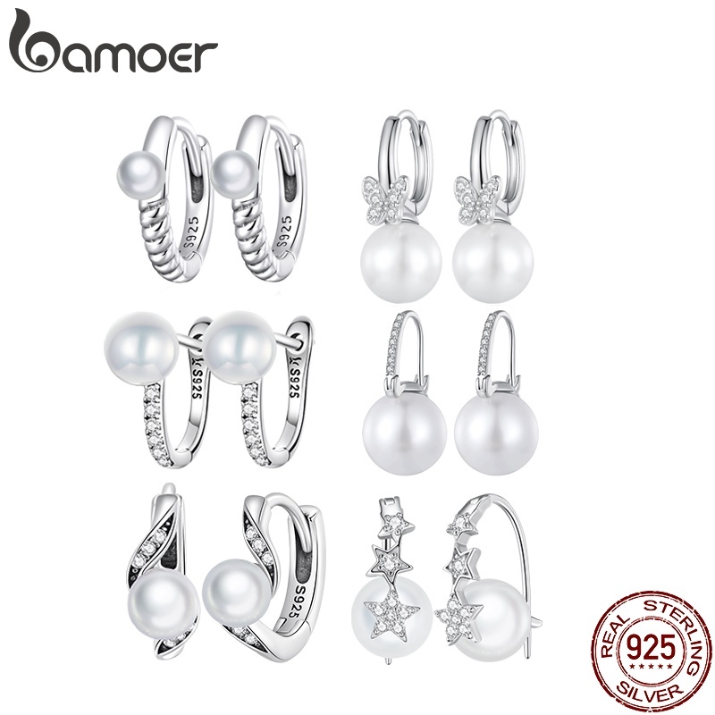 Brincos de Concha Bamoer 925: Elegância Prateada