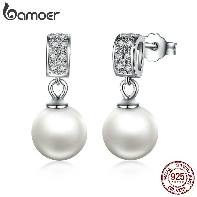 Brincos de Pérola Bamoer: Elegância em Prata 925