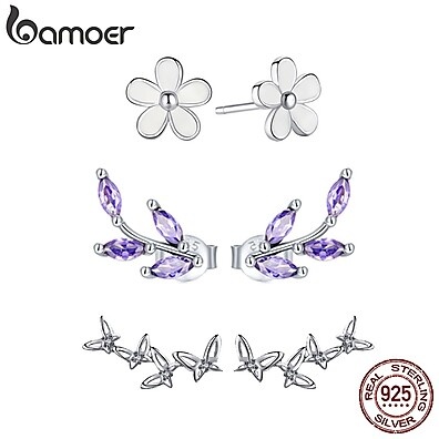Brincos de Prata 925 Bamoer: Elegância Floral
