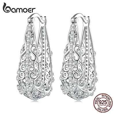 Brincos de Prata 925 Bamoer: Elegância Retro
