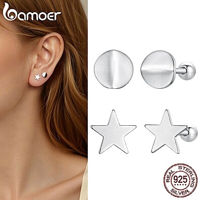 Brincos de Prata 925 Bamoer: Estrelas para Seu Look!