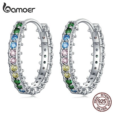 Brincos de Prata Bamoer: Elegância Colorida