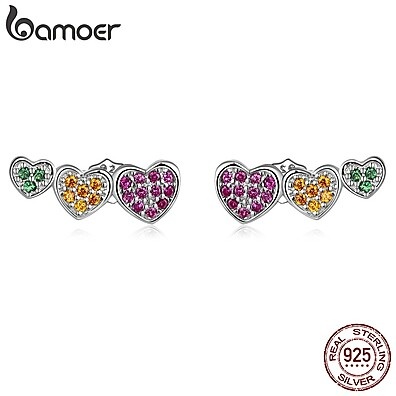 Brincos de Prata com Coração Bamoer 925: Charme e Elegância