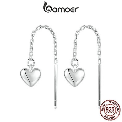 Brincos de Prata Coração Bamoer 925: Elegância Diária