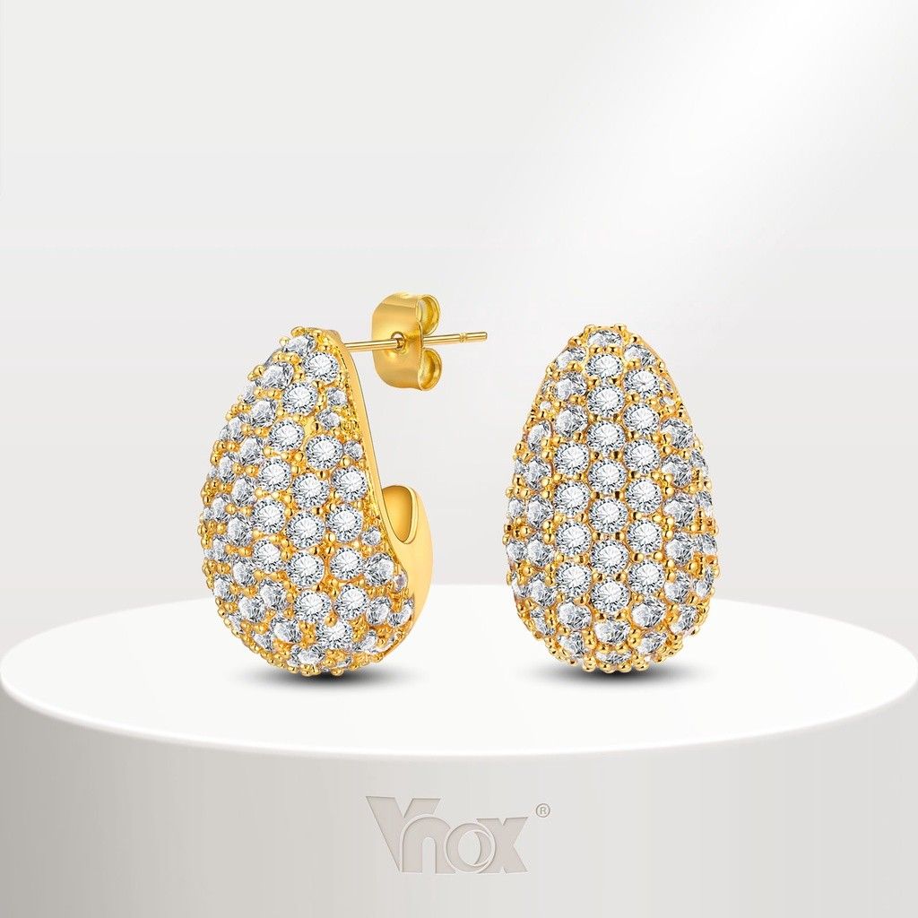 Brincos Gota D'Água Vnox: Elegância em Ouro 18K