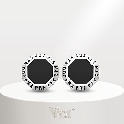 Brincos Masculinos Viking: Aço Inox Preto