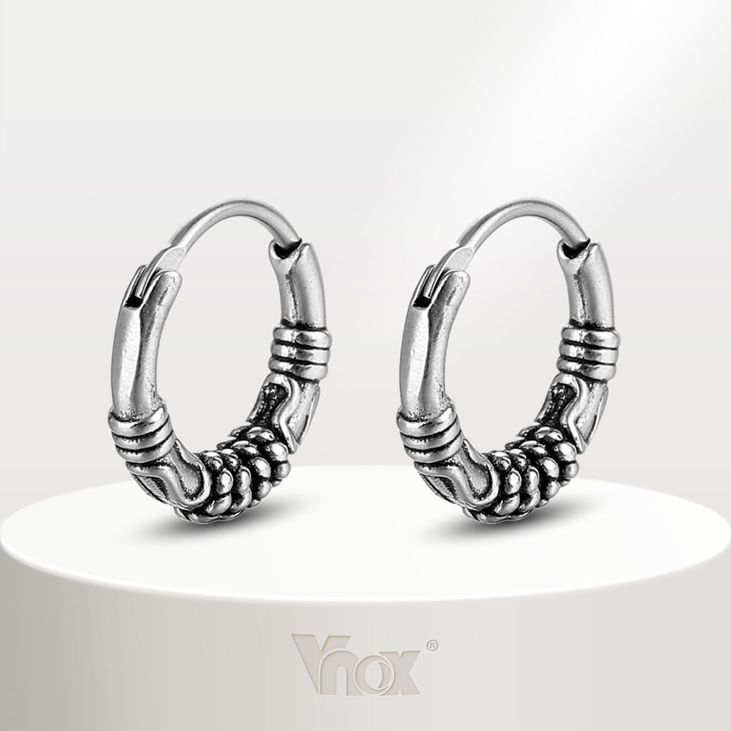 Brincos Masculinos Vnox: Design Geométrico em Aço Inox