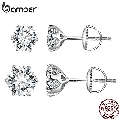 Brincos Moissanita Bamoer S925: Elegância e Brilho
