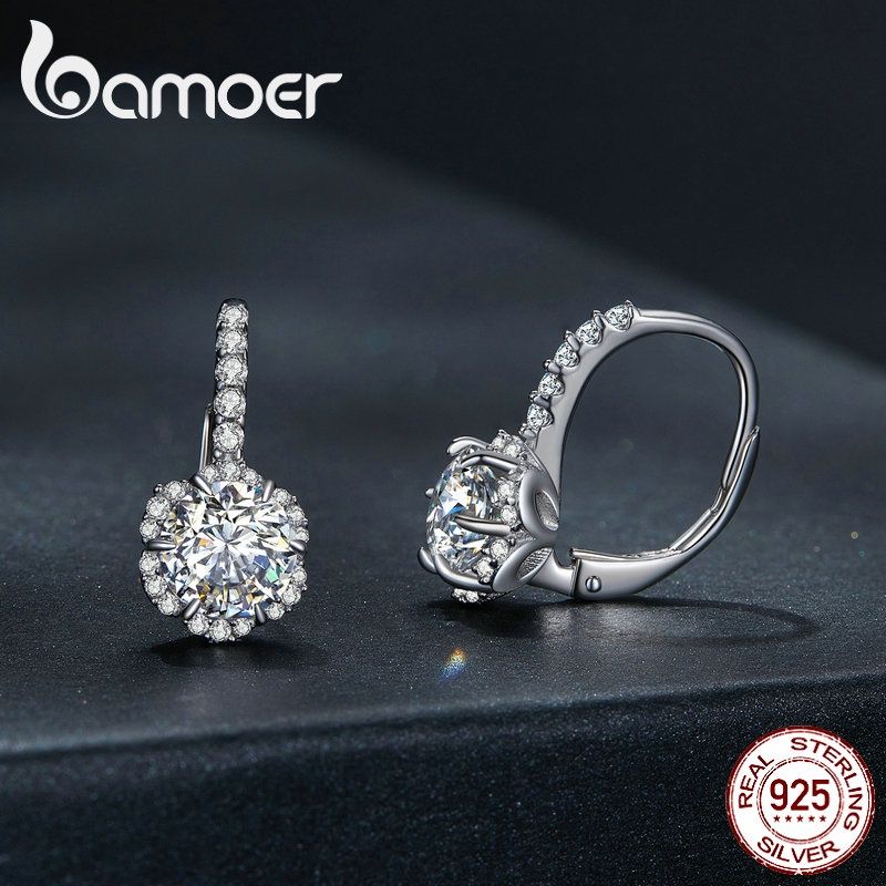 Brincos Moissanite Bamoer: Elegância em Prata 925