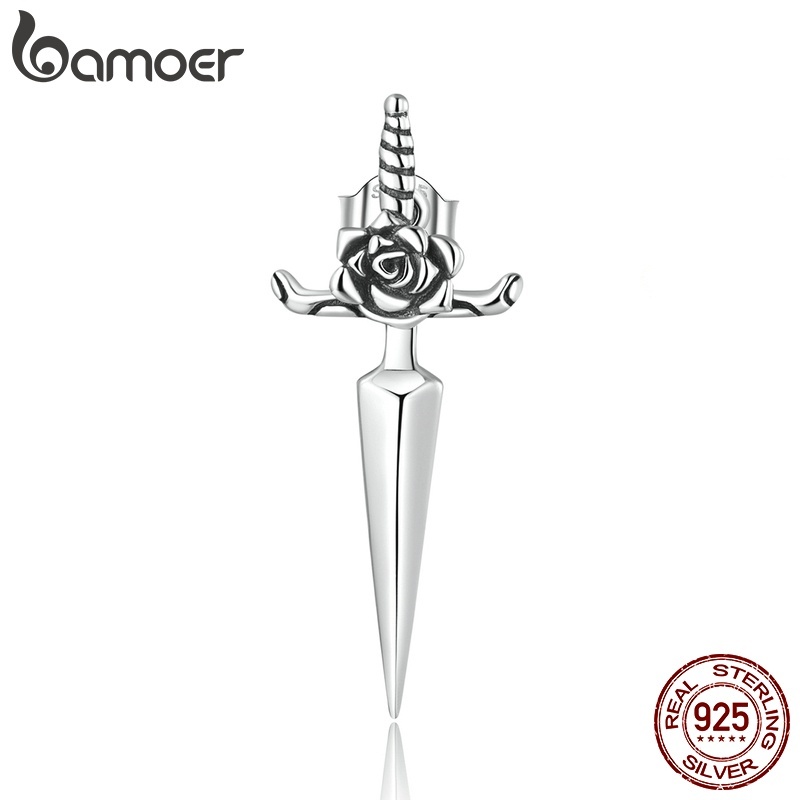 Brincos Prata 925 Adaga Rosa Bamoer - Elegância!