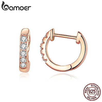 Brincos Prata 925 Bamoer: Elegância Circular