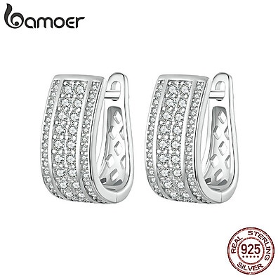 Brincos Prata 925 Bamoer: Elegância em Cubos