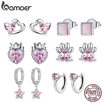 Brincos Prata 925 Bamoer: Elegância Rosa