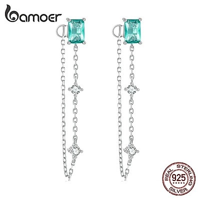 Brincos Prata 925 Bamoer: Elegância Verde